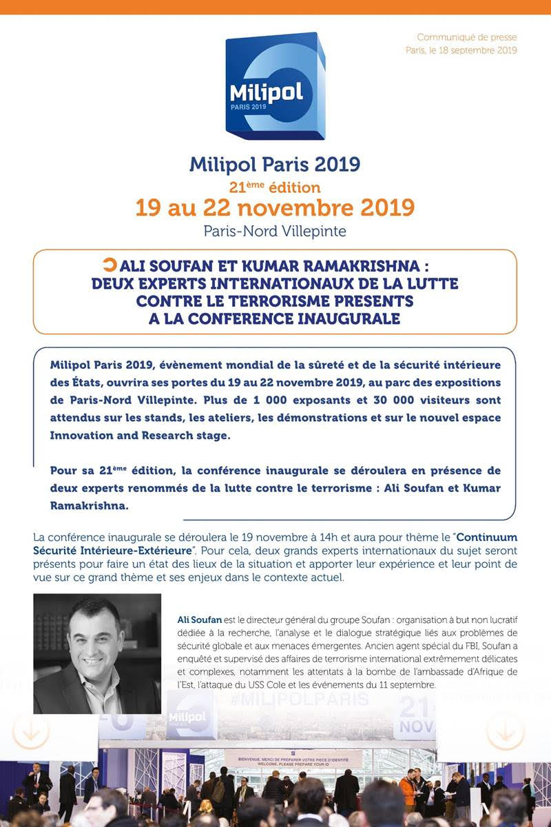 Milipol Paris 2019 : deux experts de la lutte contre le terrorisme à la conférence inaugurale