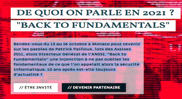 21ème édition des Assises de la Cybersécurité du 13 au 16 octobre - Grimaldi Forum à Monaco « Back to Fundamentals »