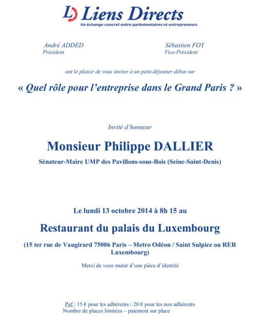 A vos Agenda : Le 13 octobre  pour rencontrer Philippe Dallier