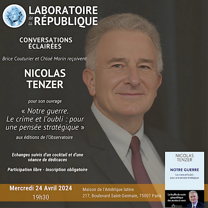 Agenda : le 24 Avril 2024 "Conversations éclairées par Nicolas Tenzer"