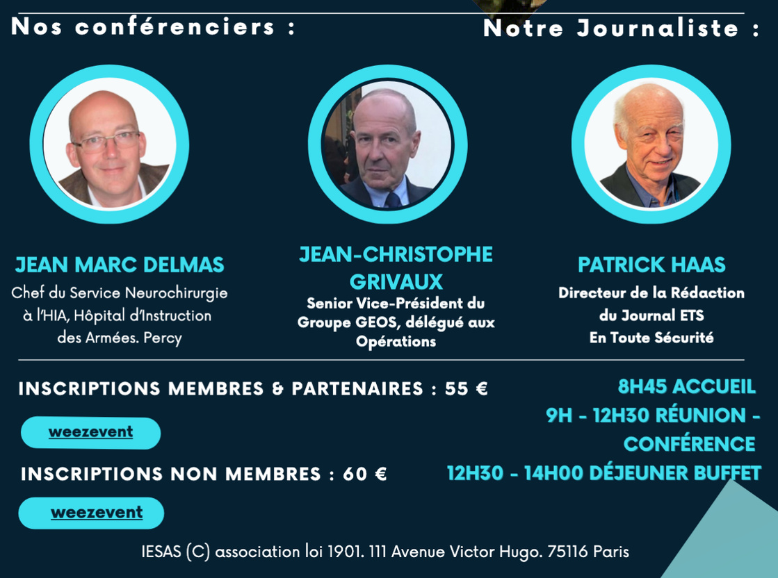 15 avril 2025 - « Santé et Sécurité : Médecine de guerre », protection, sécurisation et rapatriement. Conférence IESAS