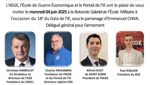 4 juin. Gala de l'Intelligence Économique 2025. École de Guerre Économique (EGE) et l’Association des Alumni de l'EGE. 4 juin. Gala de l'Intelligence Économique 2025. École de Guerre Économique (EGE) et l’Association des Alumni de l'EGE.