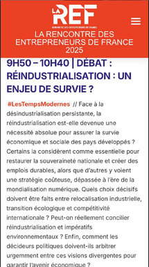Jeudi 28 août. Rendez-vous La France face au défi industriel : regards croisés à La REF25 Jeudi 28 août. Rendez-vous La France face au défi industriel : regards croisés à La REF25