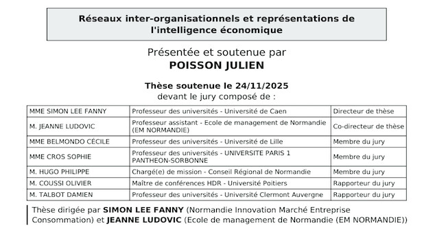 Comment les dirigeants s’approprient — ou non — l’intelligence économique. Julien Poisson. Université de Caen Normandie