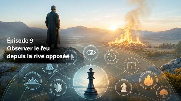 Épisode 9 — Observer le feu depuis la rive opposée. Quand la sagesse consiste à regarder la tempête sans s’y jeter.