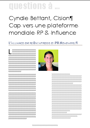 Cyndie Bettant, Cision Cap vers une plateforme mondiale RP & Influence. L’alliance entre Datapresse et PR Newswire. 
