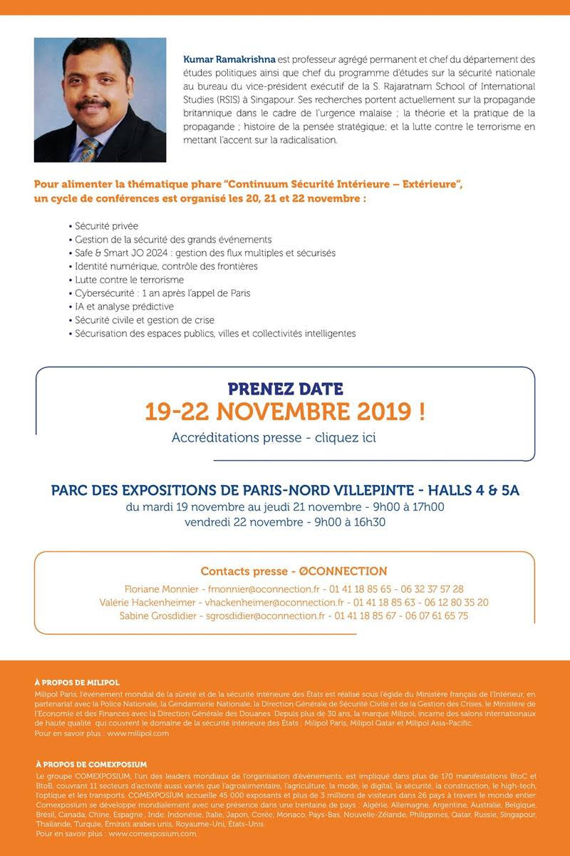 Milipol Paris 2019 : deux experts de la lutte contre le terrorisme à la conférence inaugurale