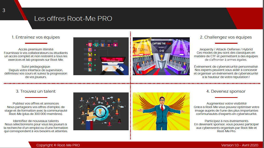 Cybersécurité et formation en ligne. Allier la théorie à la pratique. Pari réussi pour Root-Me Pro ! Offre spéciale Rentrée 2020.  Cybersécurité et formation en ligne. Allier la théorie à la pratique. Pari réussi pour Root-Me Pro ! Offre spéciale Rentrée 2020.