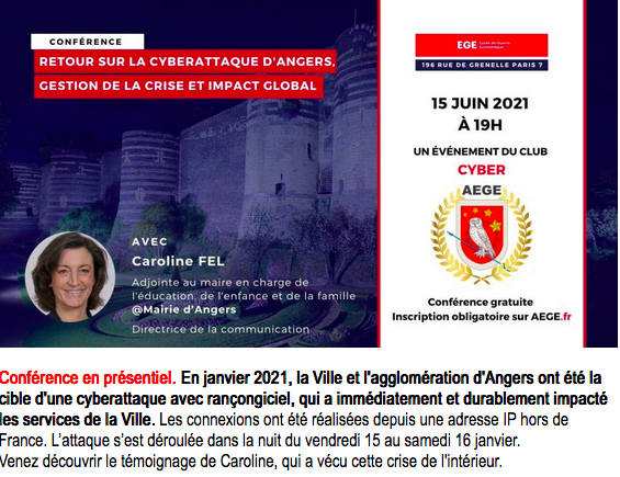 Club Cyber AEGE. Reprise en présentiel et agenda des prochaines conférences