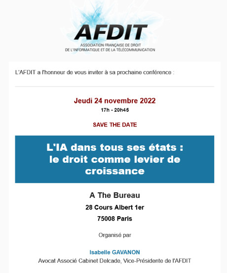Agenda : L'IA dans tous ses états, AFDIT, 24 novembre 2022, Paris Agenda : L'IA dans tous ses états, AFDIT, 24 novembre 2022, Paris