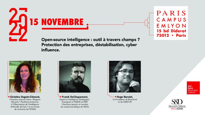 Agenda : le 15/11 à 18h30 - 15 boulevard Diderot - Paris 12. "L'OSINT : outils à travers champs"