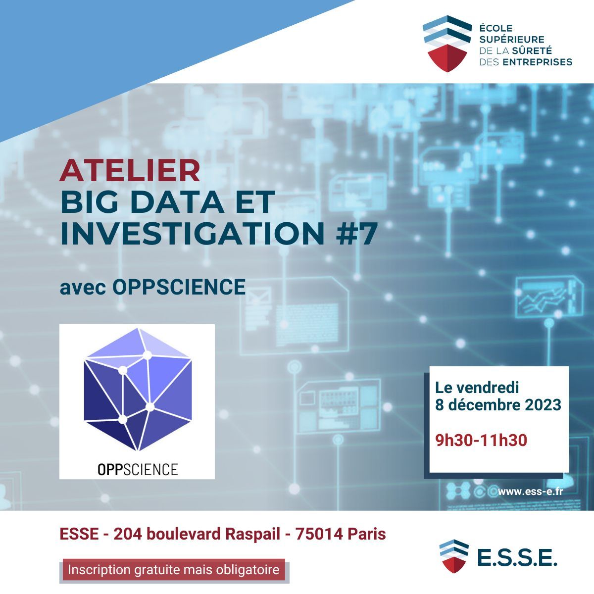 Agenda : 8 Decembre 2023,  Atelier Big Data et Investigation avec OPPSCIENCE