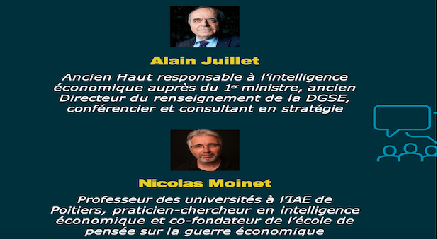 5 juin. Déjeuner-débat. Alain Juillet et Nicola Moinet. Quelle intelligence économique dans un monde en fragmentation accélérée ?
