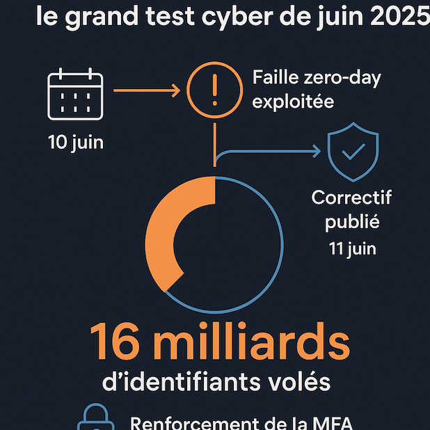 Focus cybersécurité. Juin 2025. "16 milliards d’identifiants volés et un correctif en 24 h : le grand test cyber de juin 2025 » Focus cybersécurité. Juin 2025. "16 milliards d’identifiants volés et un correctif en 24 h : le grand test cyber de juin 2025 »