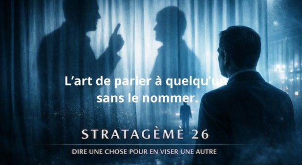 Stratagème 26. “Dire une chose pour en viser une autre”  L’art de parler à quelqu’un sans le nommer.